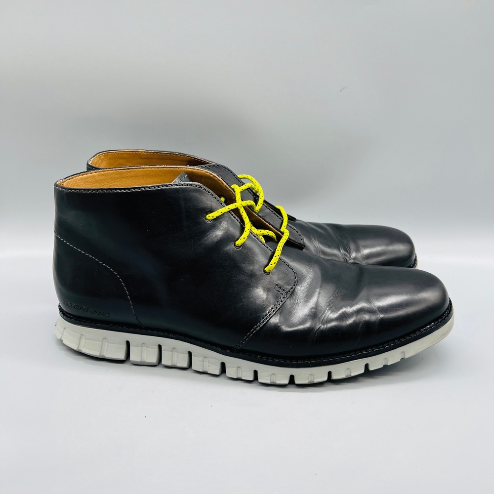 Cole Haan Boots Mens 10.5 Black Leather Zerogrand Chukka Casual Booties Shoes